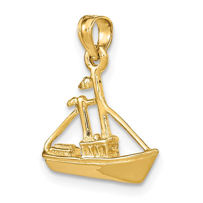 14k Yellow Gold 3-D Cargo Ship W/ Tug Boat Charm