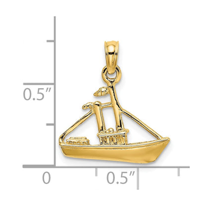 14k Yellow Gold 3-D Cargo Ship W/ Tug Boat Charm