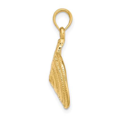 14k Yellow Gold Textured Troca Shell Charm