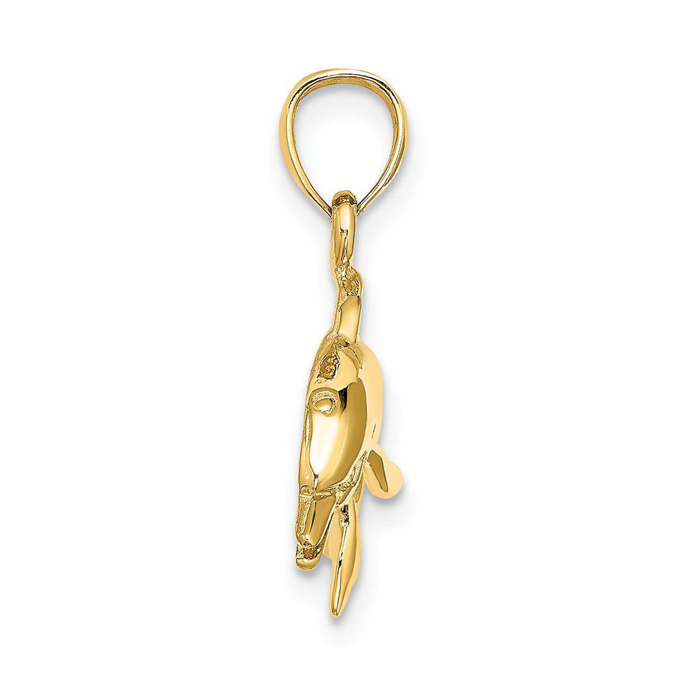 14k Yellow Gold Textured/Polished Dolphin Jumping Charm