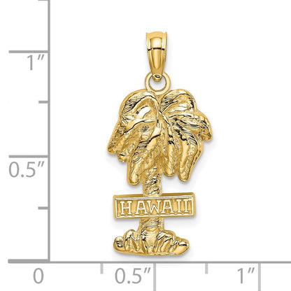 14k Yellow Gold HAWAII Palm Tree Charm