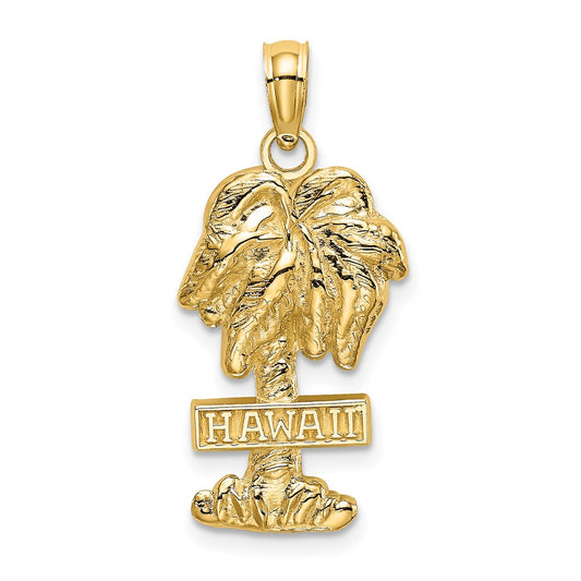 14k Yellow Gold HAWAII Palm Tree Charm