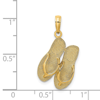 14k Yellow Gold Large SAN DIEGO Double Flip-Flop Charm