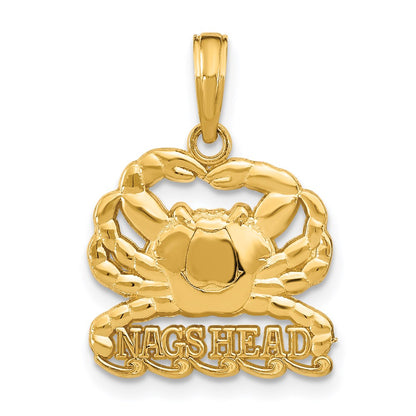 14k Yellow Gold Polished NAGS HEAD Under Crab Charm