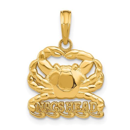 14k Yellow Gold Polished NAGS HEAD Under Crab Charm