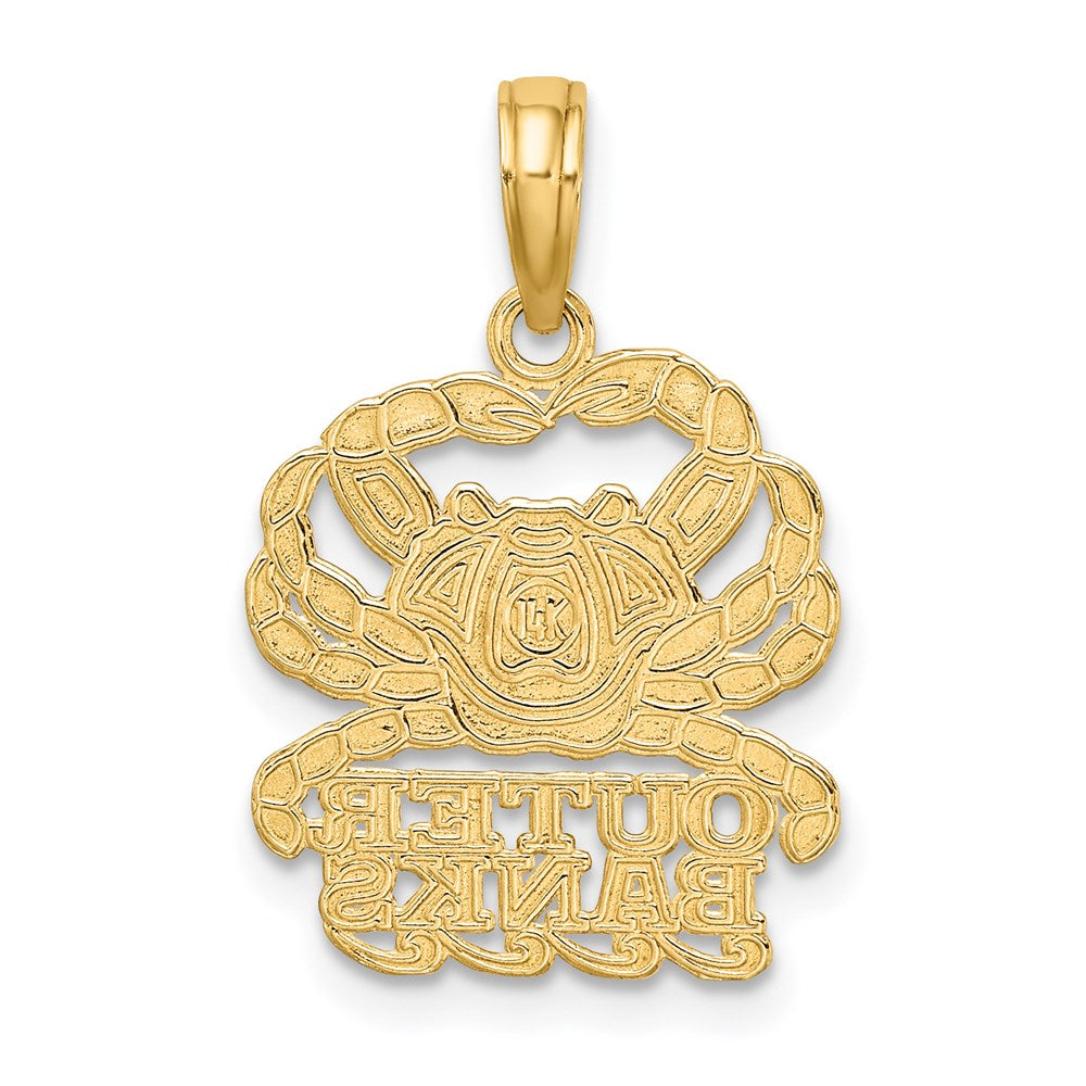 14k Yellow Gold Polished OUTER BANKS Crab Charm