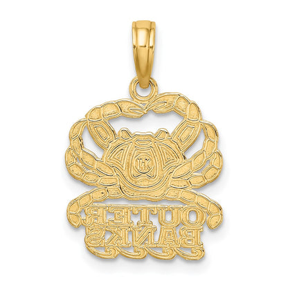 14k Yellow Gold Polished OUTER BANKS Crab Charm