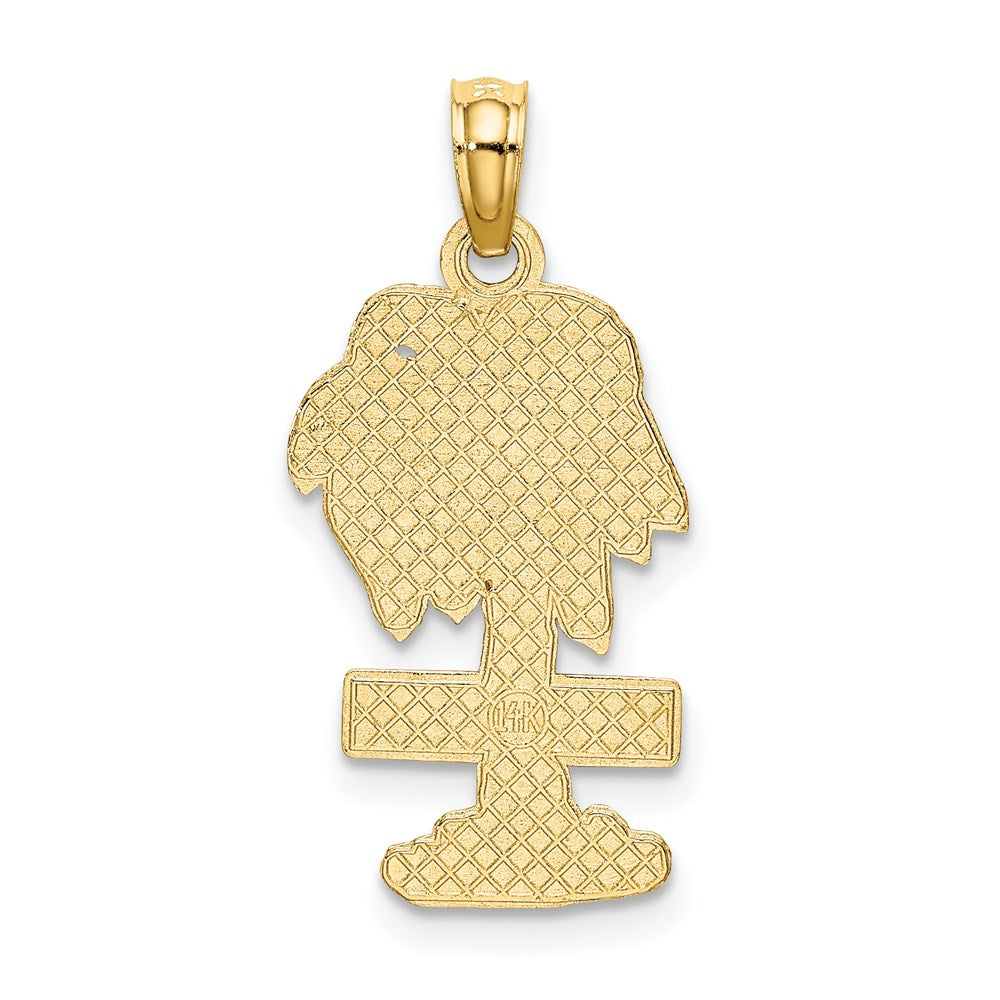 14k Yellow Gold TURKS AND CAICOS On Palm Tree Charm