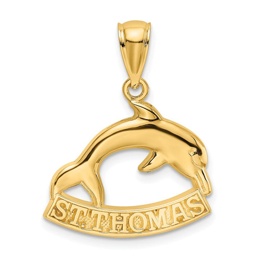 14k Yellow Gold ST. THOMAS Dolphin Charm