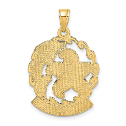14k Yellow Gold KEY WEST w/ Starfish and Dolphin Charm