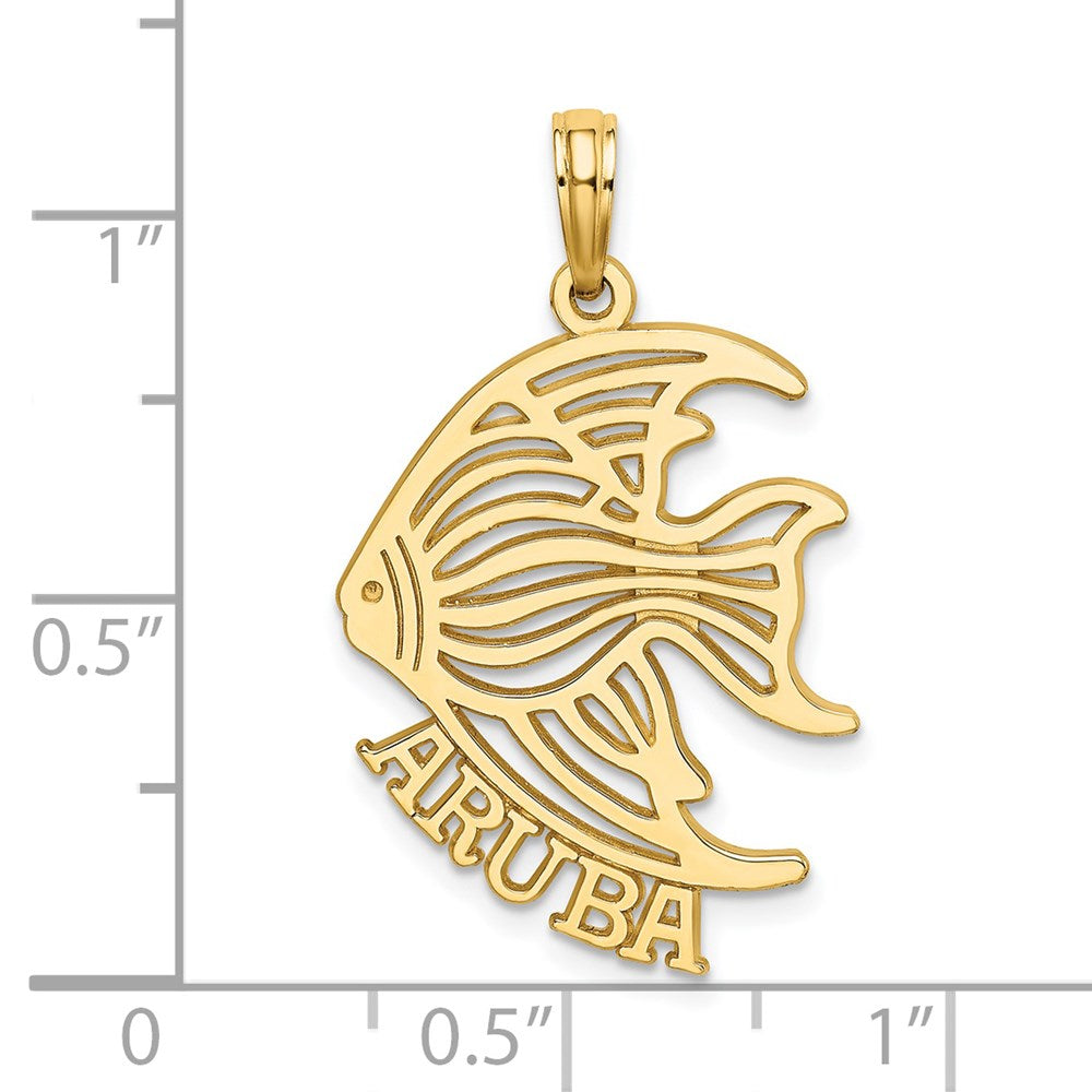 14k Yellow Gold Polished Cut-Out ARUBA Under Angelfish Charm