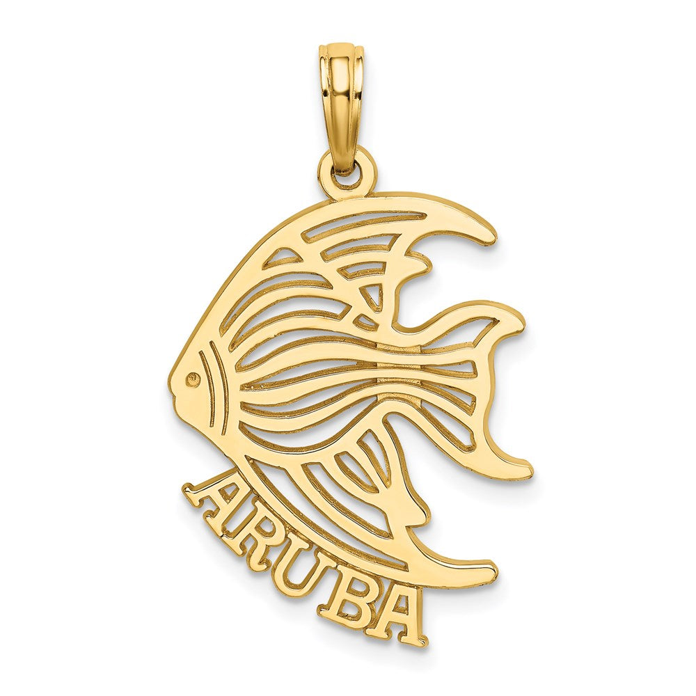 14k Yellow Gold Polished Cut-Out ARUBA Under Angelfish Charm