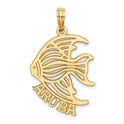 14k Yellow Gold Polished Cut-Out ARUBA Under Angelfish Charm