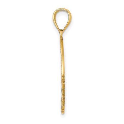 14k Yellow Gold Polished BARBADOS Angelfish Charm