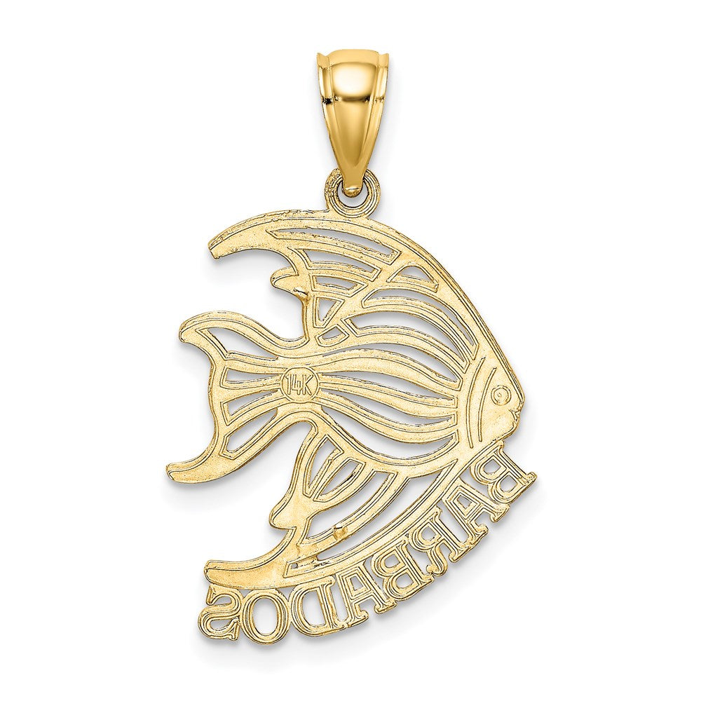 14k Yellow Gold Polished BARBADOS Angelfish Charm
