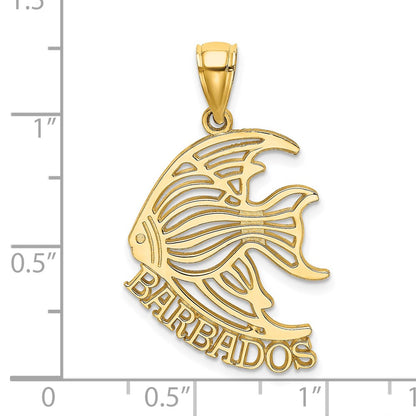 14k Yellow Gold Polished BARBADOS Angelfish Charm