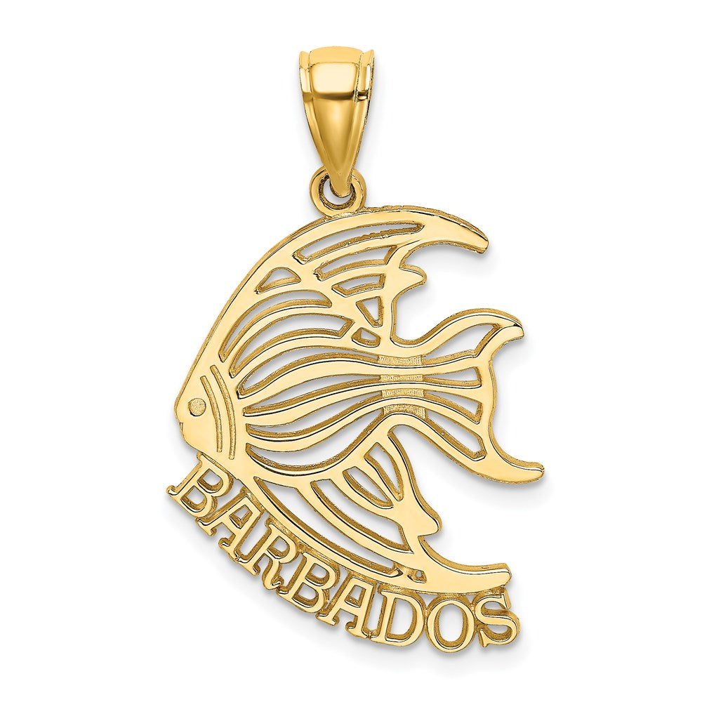 14k Yellow Gold Polished BARBADOS Angelfish Charm