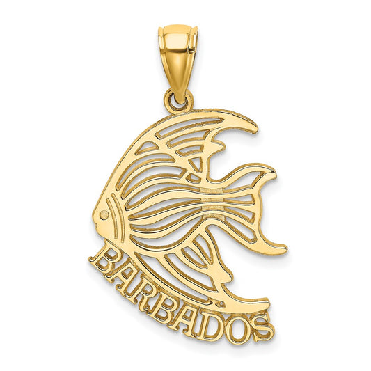 14k Yellow Gold Polished BARBADOS Angelfish Charm