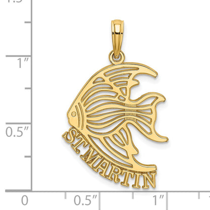 14k Yellow Gold Polished ST. MARTIN Under Angelfish Charm