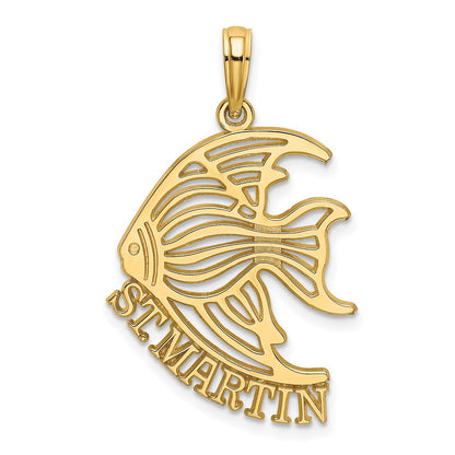 14k Yellow Gold Polished ST. MARTIN Under Angelfish Charm