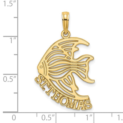 14k Yellow Gold Polished ST. THOMAS Angelfish Charm
