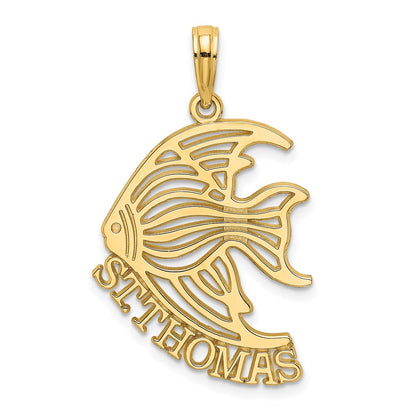 14k Yellow Gold Polished ST. THOMAS Angelfish Charm