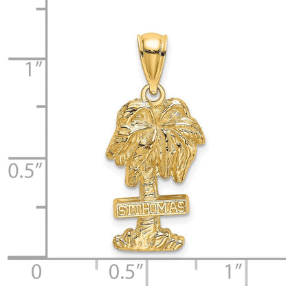 14k Yellow Gold ST. THOMAS Palm Tree Charm