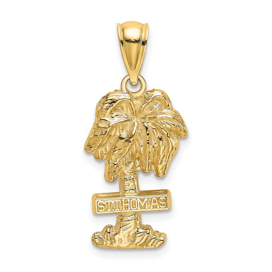 14k Yellow Gold ST. THOMAS Palm Tree Charm