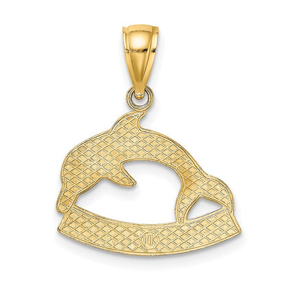 14k Yellow Gold Polished BARBADOS Dolphin Charm