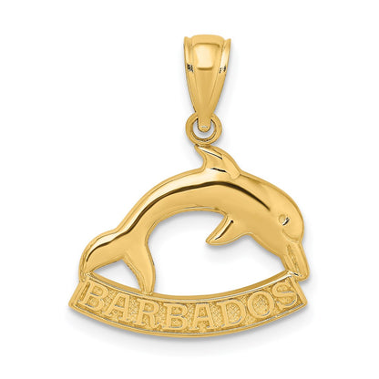 14k Yellow Gold Polished BARBADOS Dolphin Charm