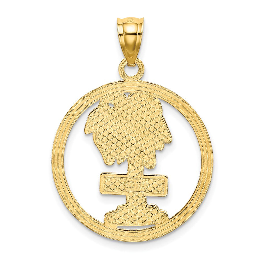 14k Yellow Gold SAN DIEGO Palm Tree Circle Charm