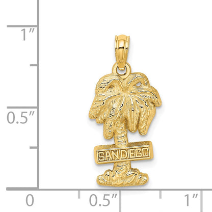 14k Yellow Gold SAN DIEGO Palm Tree Charm