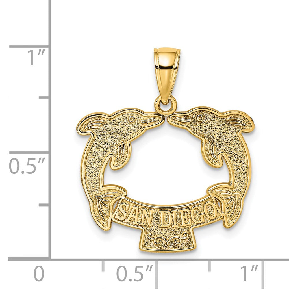 14k Yellow Gold SAN DIEGO w/ Dolphins Charm