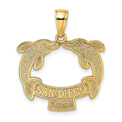 14k Yellow Gold SAN DIEGO w/ Dolphins Charm