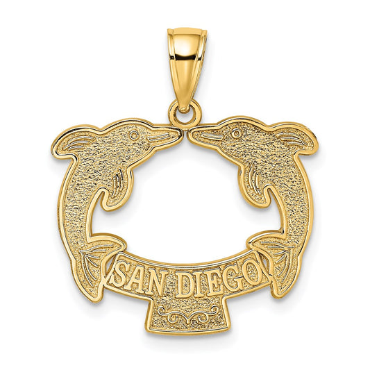 14k Yellow Gold SAN DIEGO w/ Dolphins Charm
