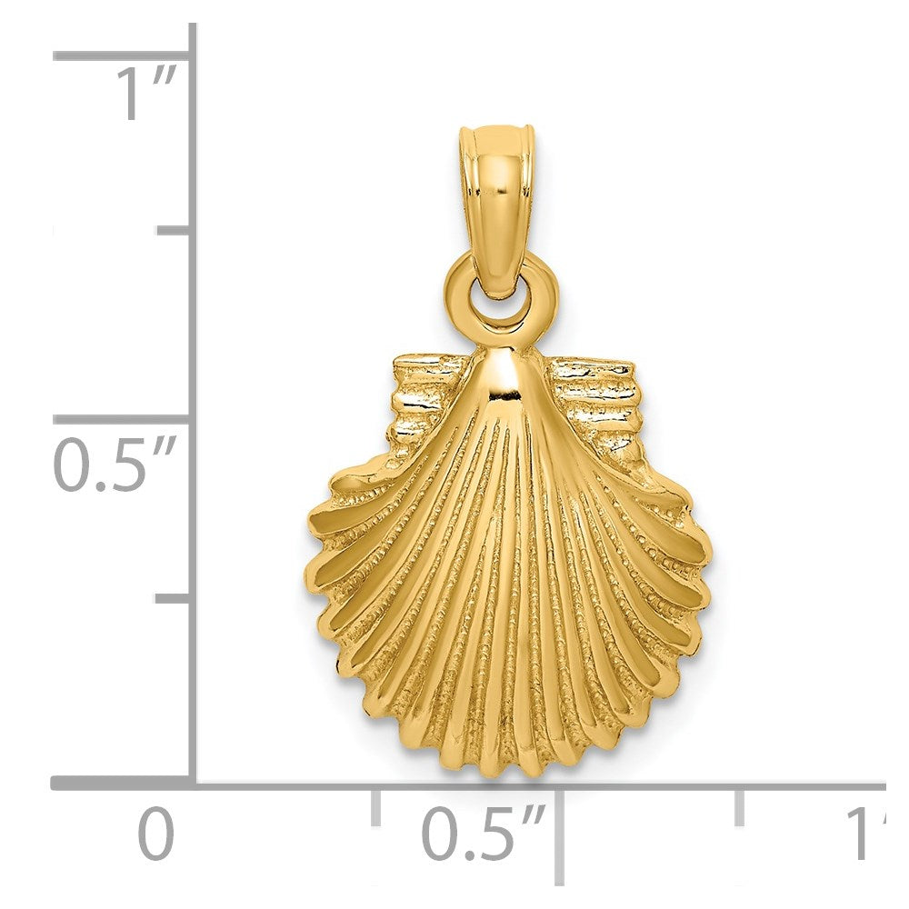 14k Yellow Gold Polished Scallop Shell Charm