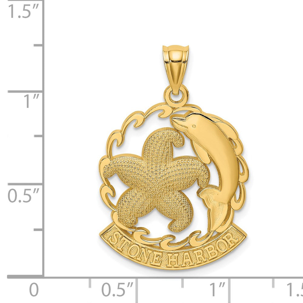 14k Yellow Gold STONE HARBOR Starfish and Dolphin Charm