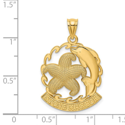 14k Yellow Gold STONE HARBOR Starfish and Dolphin Charm