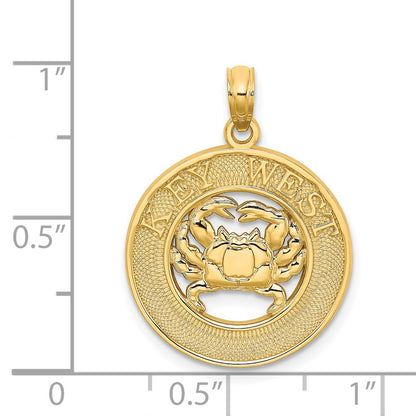 14k Yellow Gold KEY WEST w/Crab Circle Charm