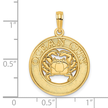 14k Yellow Gold OCEAN CITY w/ Crab Charm