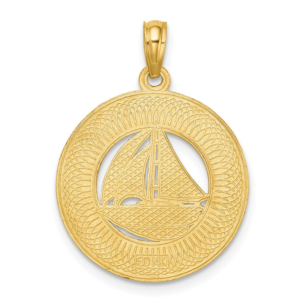14k Yellow Gold OCEAN CITY w/ Sailboat Charm
