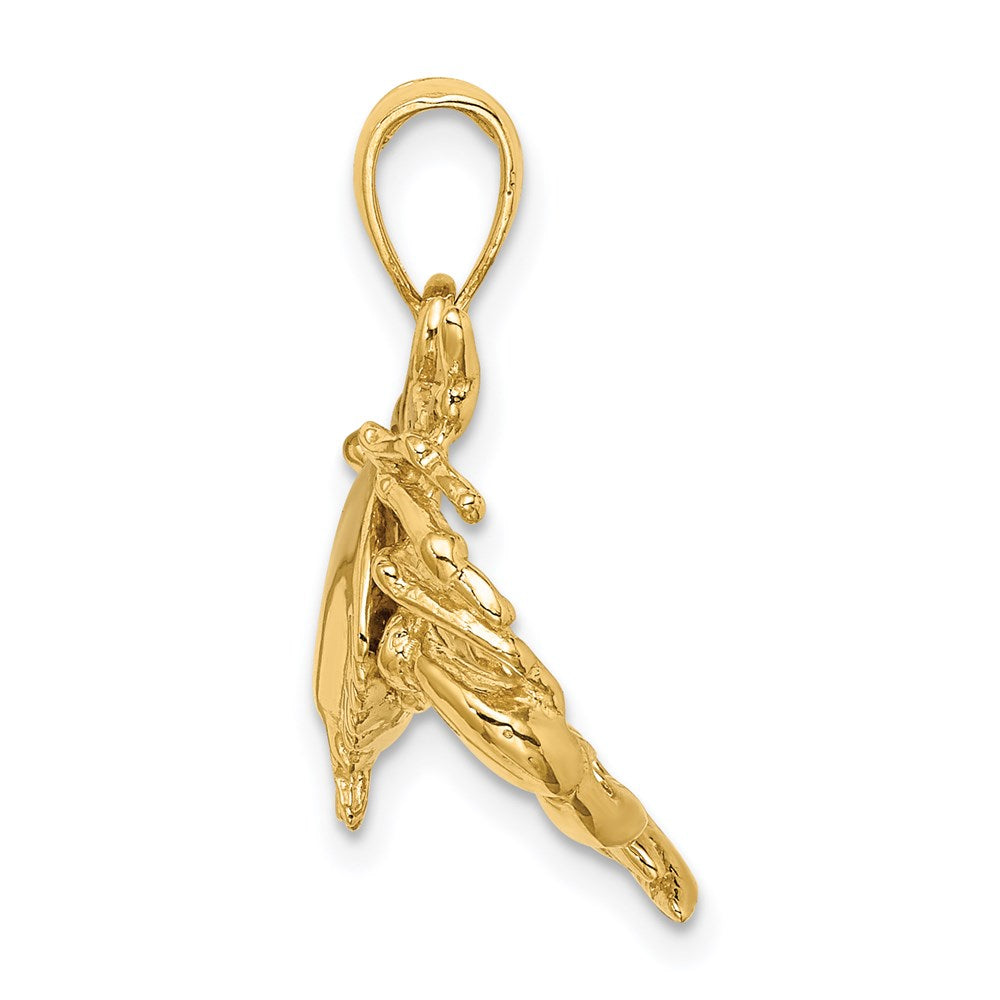 14k Yellow Gold Stone Crab Facing Down Charm