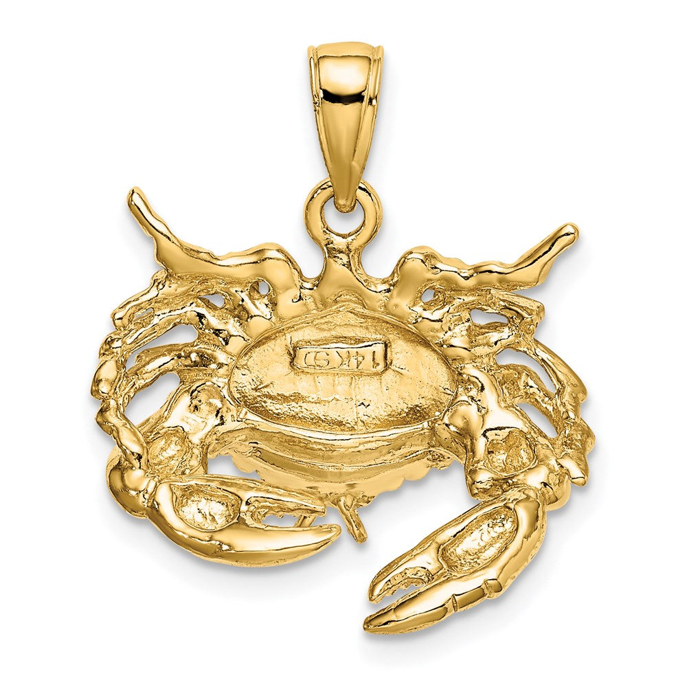 14k Yellow Gold Stone Crab Facing Down Charm