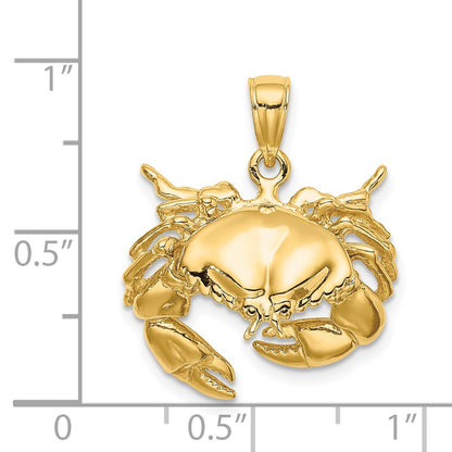 14k Yellow Gold Stone Crab Facing Down Charm