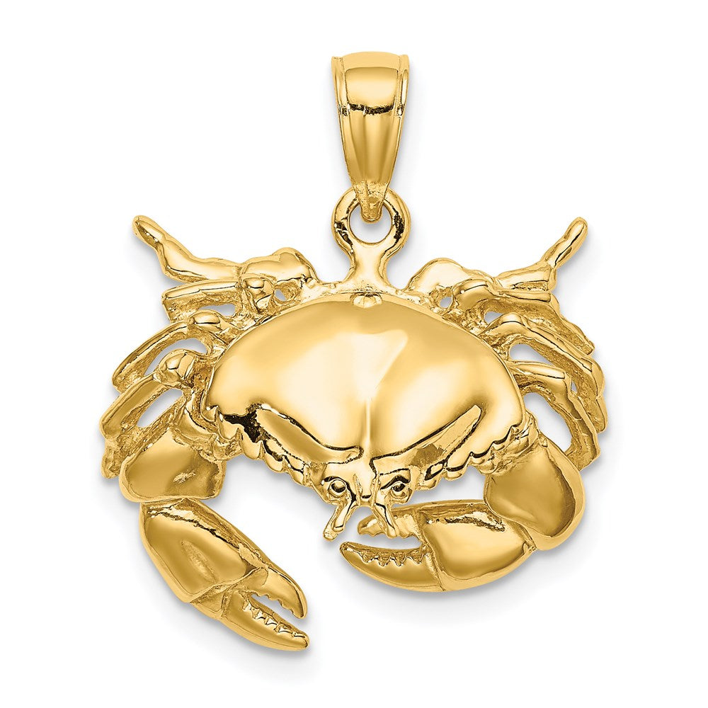14k Yellow Gold Stone Crab Facing Down Charm