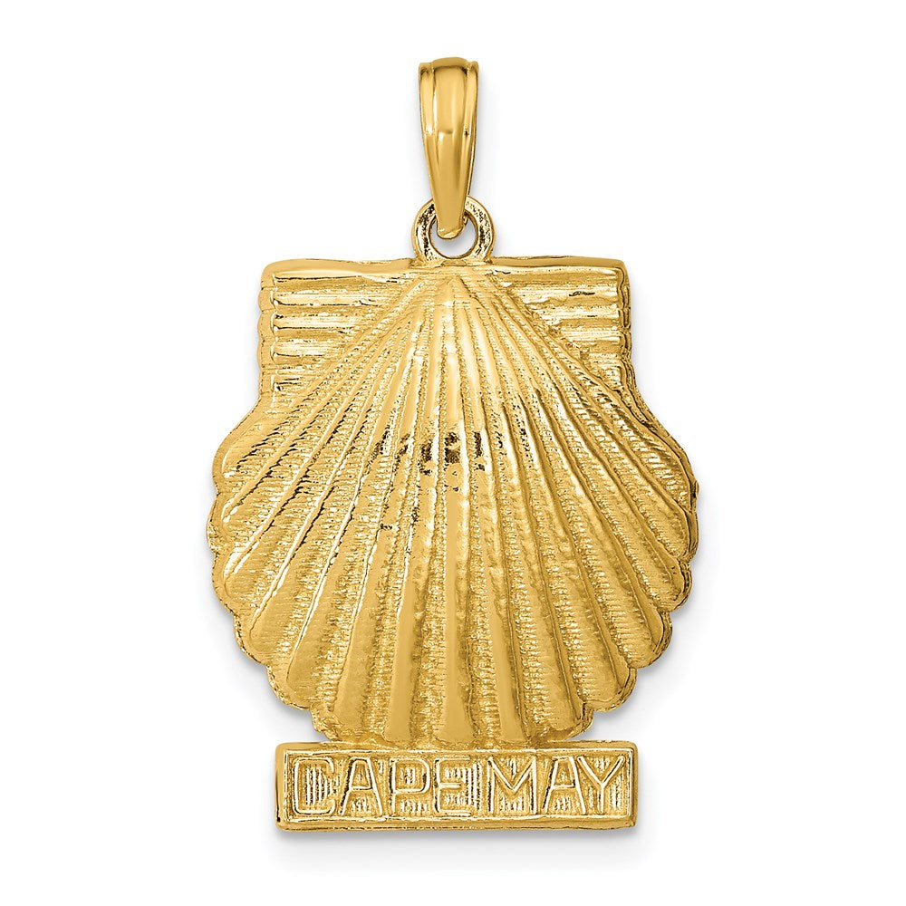14k Yellow Gold 3D CAPE MAY Scallop Shell Pendant