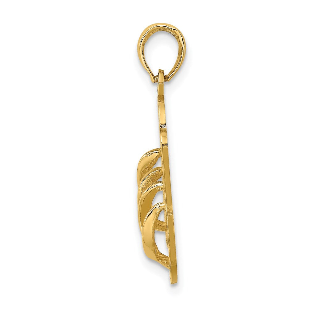14k Yellow Gold 3D Large Polished CAPE MAY DOUBLE FLIP-FLOP Charm