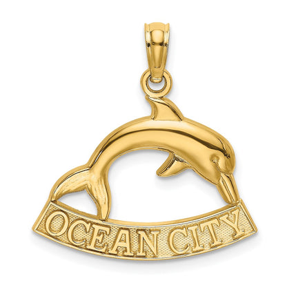 14k Yellow Gold OCEAN CITY Dolphin Charm