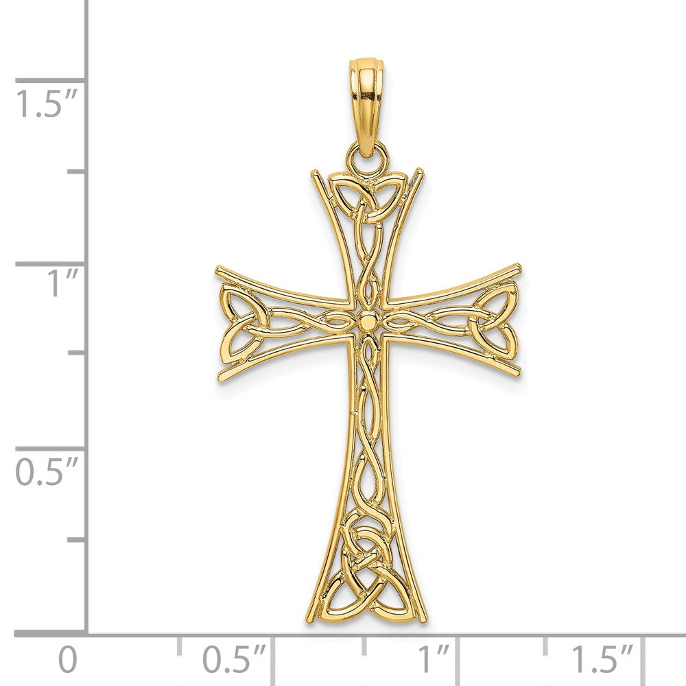 14k Yellow Gold Polished Celtic Knot Cross Charm
