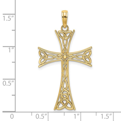 14k Yellow Gold Polished Celtic Knot Cross Charm